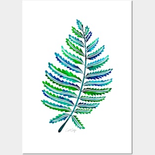 fern leaf blue green Posters and Art